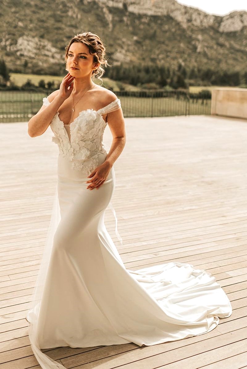 Robe de mariée forme sirène, création Made in France