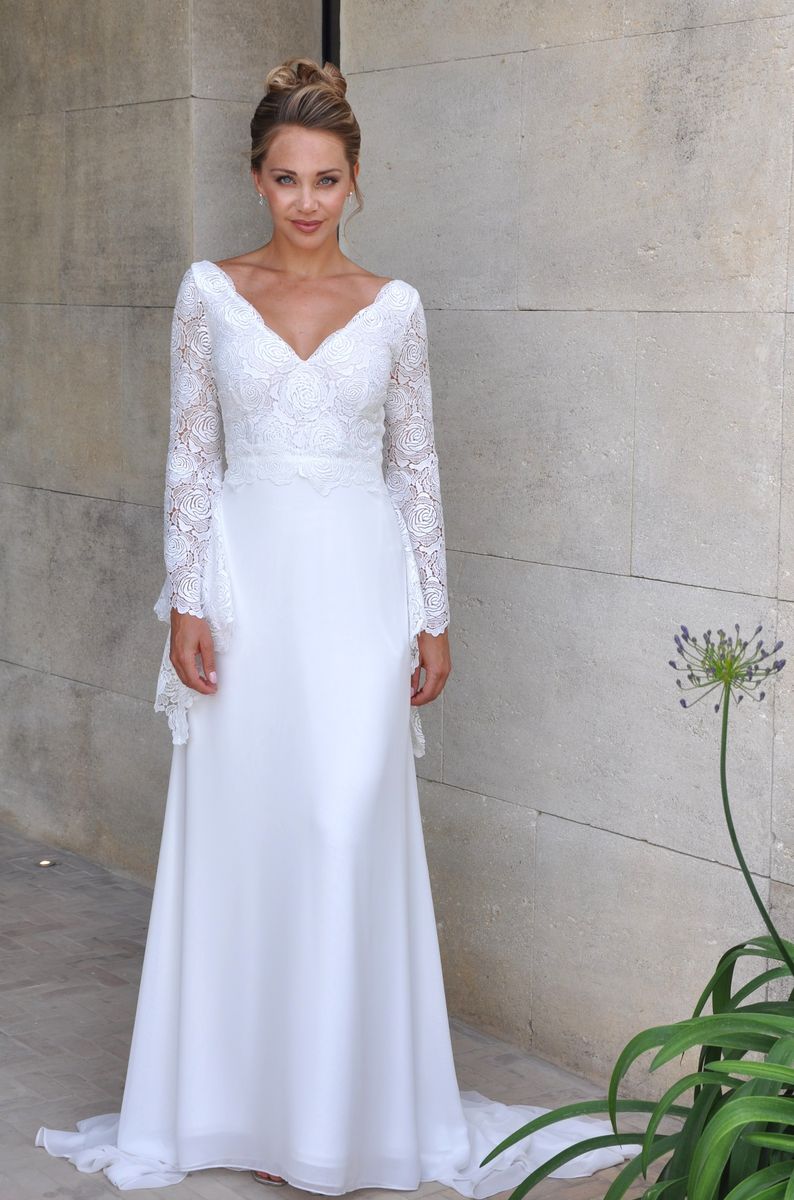 Robe de mariage manches longues en dentelle