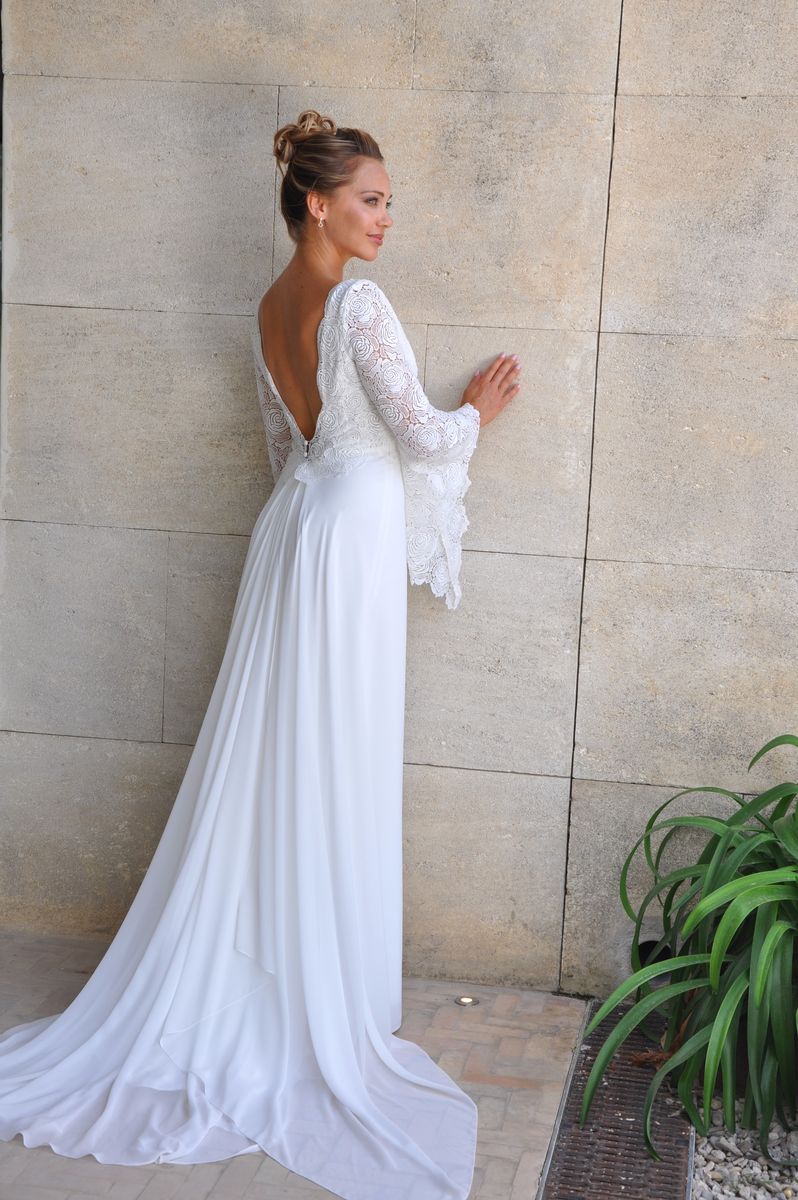 Robe de mariage manches longues en dentelle